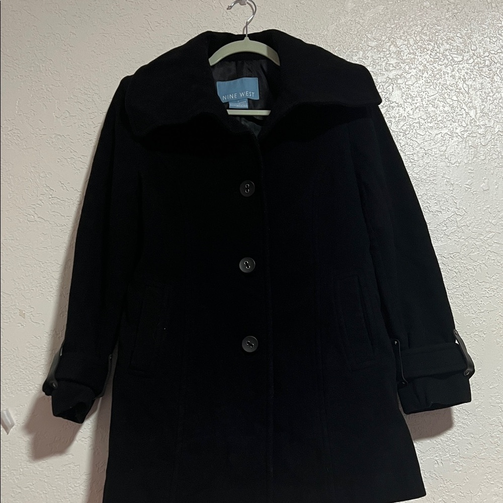 Nine West Women's Elegant Black Pea Coat